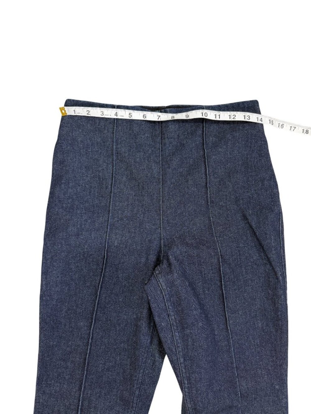Spanx Womens Size M Demi Boot Raw Indigo Dark Wash Denim Flare Pull-On Pants NEW - Picture 6 of 11